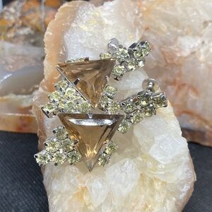 Vintage Juliana Style Gold and Silver Triangle screw back Earrings